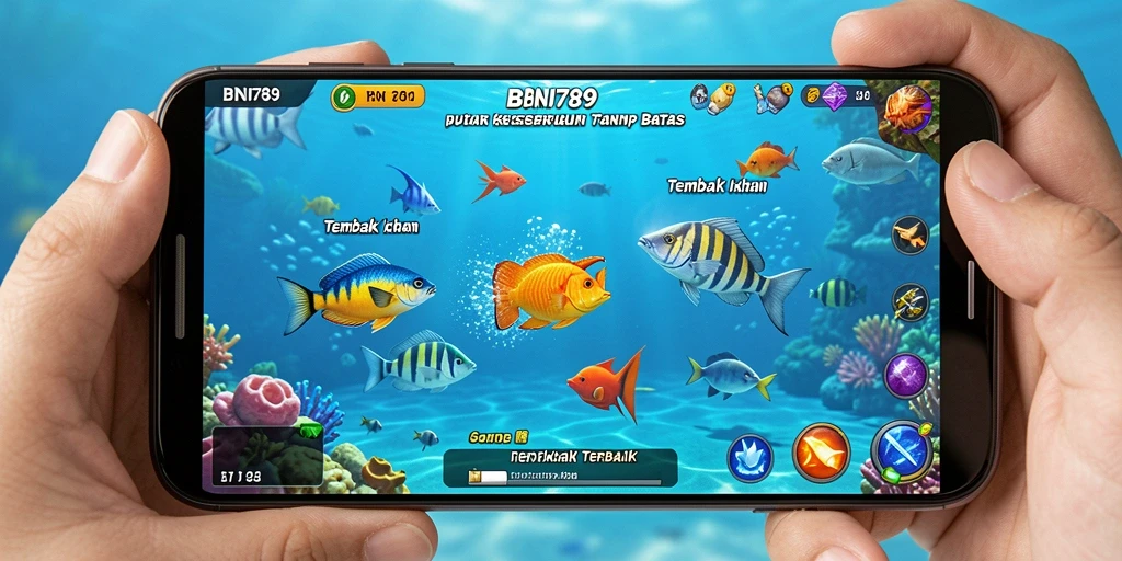 Screenshot gameplay BNI789 yang menunjukkan aksi tembak ikan yang seru.