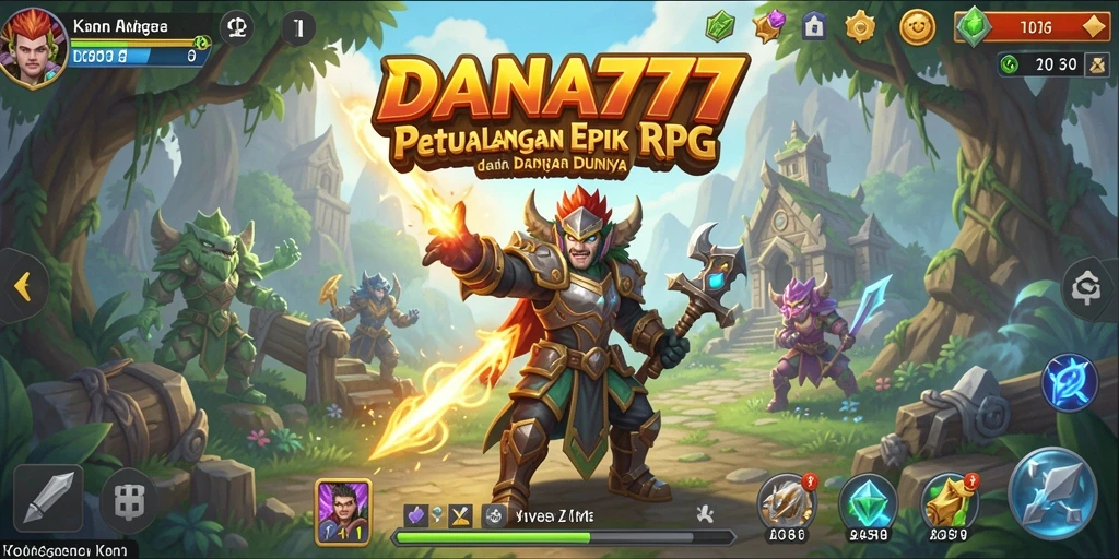 Screenshot utama DANA777 menampilkan aksi pertempuran seru dalam game RPG.