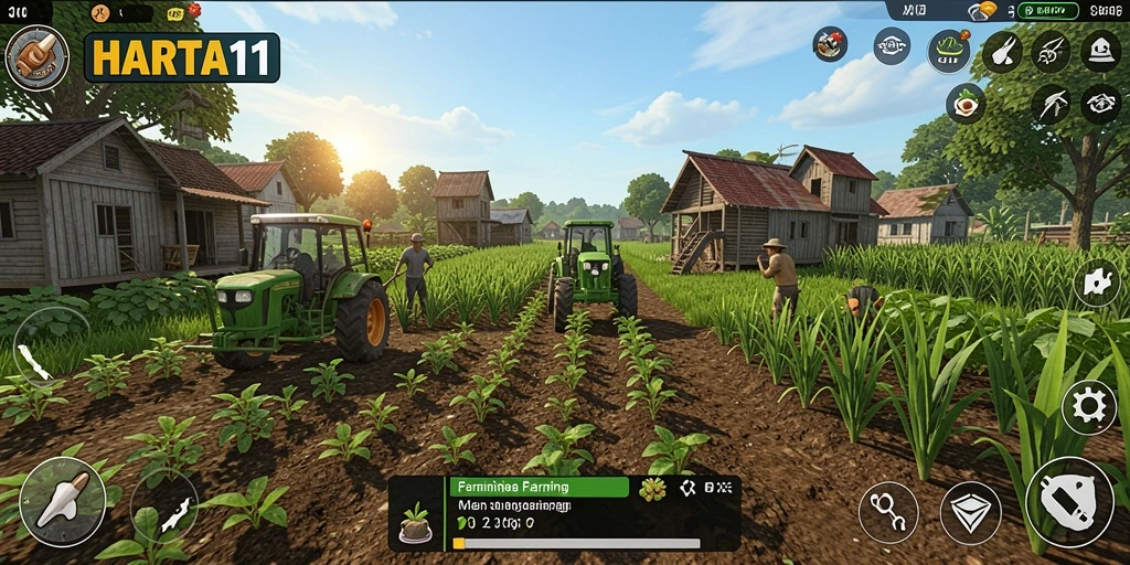 Tampilan gameplay HARTA11 menampilkan aktivitas bercocok tanam yang seru dan menarik.
