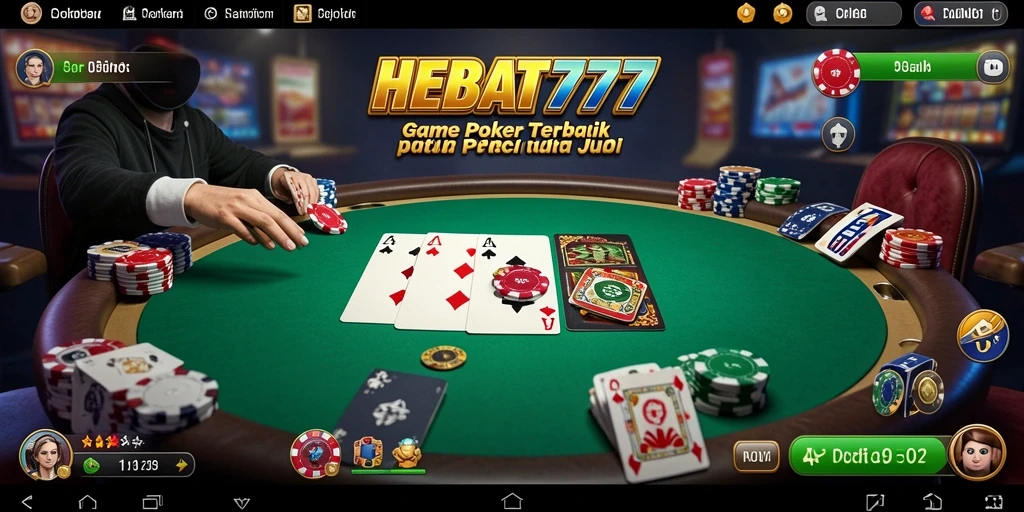Tampilan gameplay seru di HEBAT777 saat bermain poker.